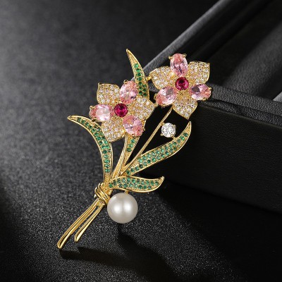 Zircon Flower Brooch