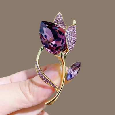 purple tulip brooch