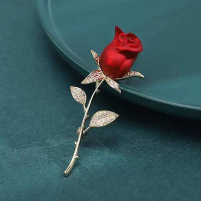 Red Rose Brooch