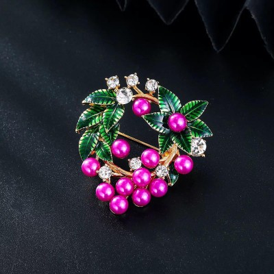 Magenta Pearl Brooch
