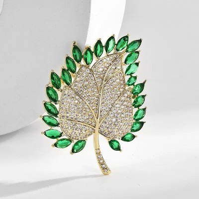 Zircon Green Maple Leaf Brooch