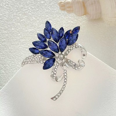 Dark Blue Flower Brooch