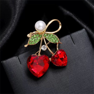 Red Fruit Cherry Bee Brooch