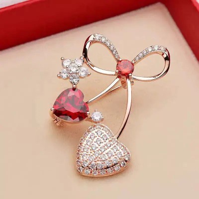 Love Plant Flower Bow Brooch