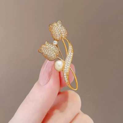 Crystal Pearl Brooch