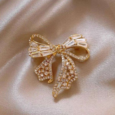 Zircon Bowknot Tie Brooch