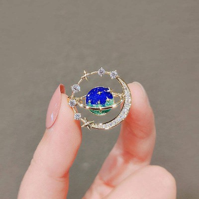 Blue Earth Planet Brooch