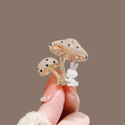 Mushroom Rabbit Brooch