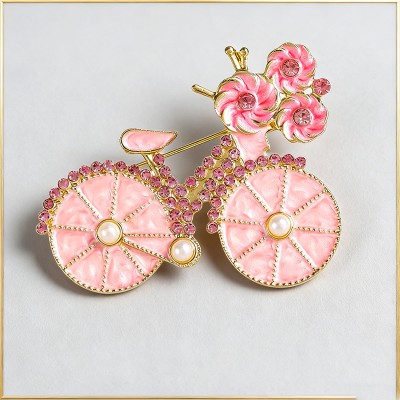 Pink Flower Bicycle Brooch