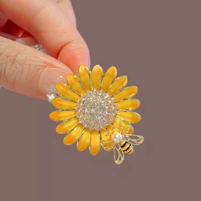 Enamel Sunflower Brooch