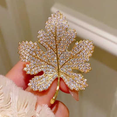 Maple Leaf Crystal Brooch