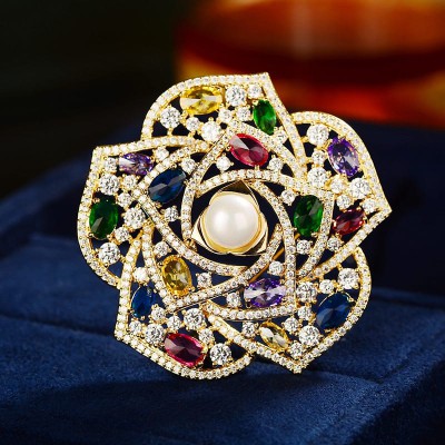 Camellia Flower Pearl Brooch